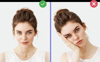 Right and wrong: head held straight and head tilted