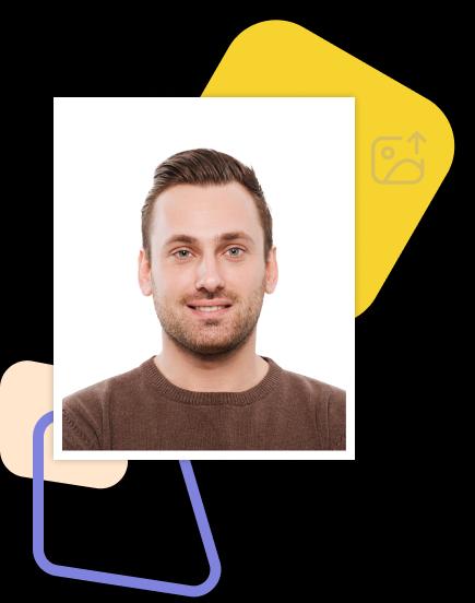 Example of a finished document photo: man on a white background