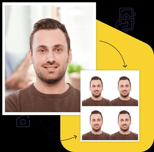 Visa and passport photo example made online
